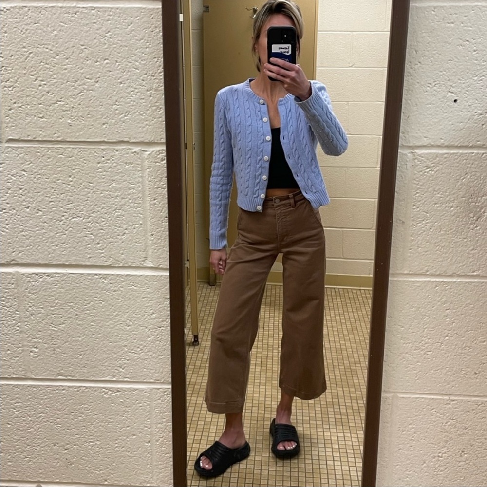 Everlane Brown High Rise Wide Leg Crop Pants - 00